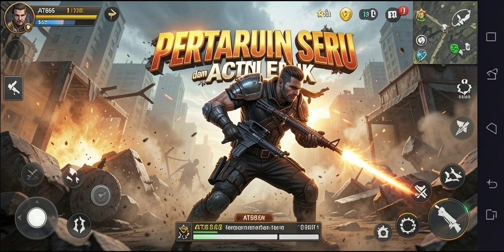 Tampilan dinamis gameplay seru di AT866 dengan aksi tanpa henti.