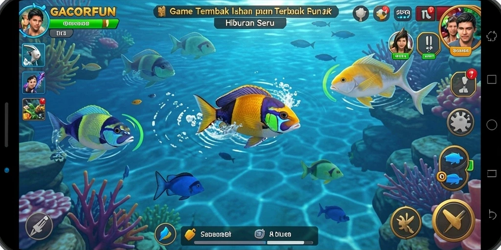 Tangkapan layar utama GACORFUN menampilkan serunya gameplay Tembak Ikan.