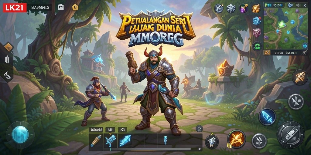 Screenshot gameplay LK21 menunjukkan aksi seru dalam pertempuran RPG.