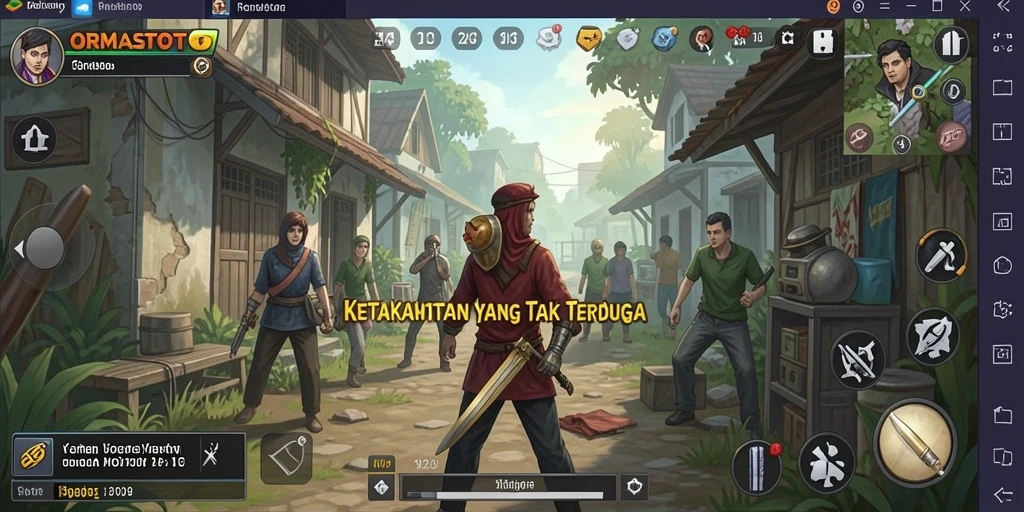 Tangkapan layar gameplay mencekam dari ORMASTOTO yang menunjukkan suasana horor.