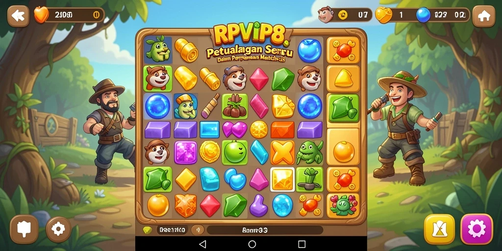Tampilan menarik dari gameplay RPVIP8 dalam aksi Match-3.