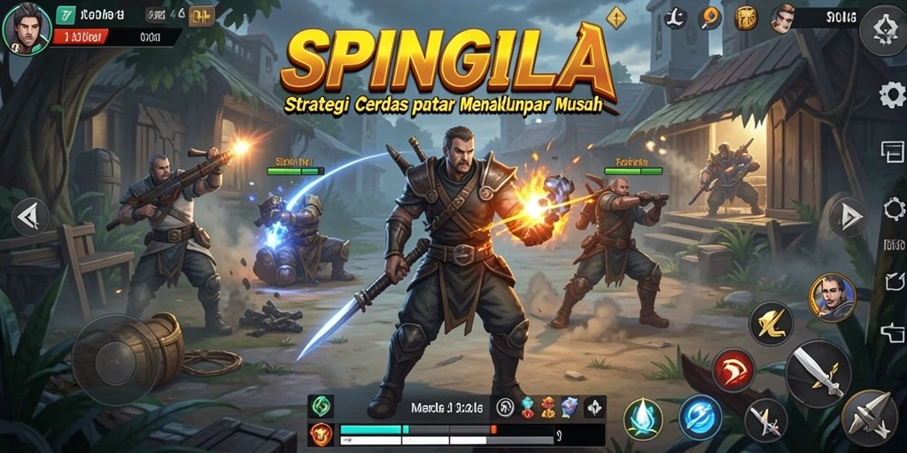 Tangkapan layar utama SPINGILA menampilkan aksi strategis yang mendebarkan.