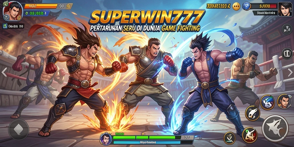 Tangkapan layar utama menunjukkan aksi pertarungan seru dari SUPERWIN777.